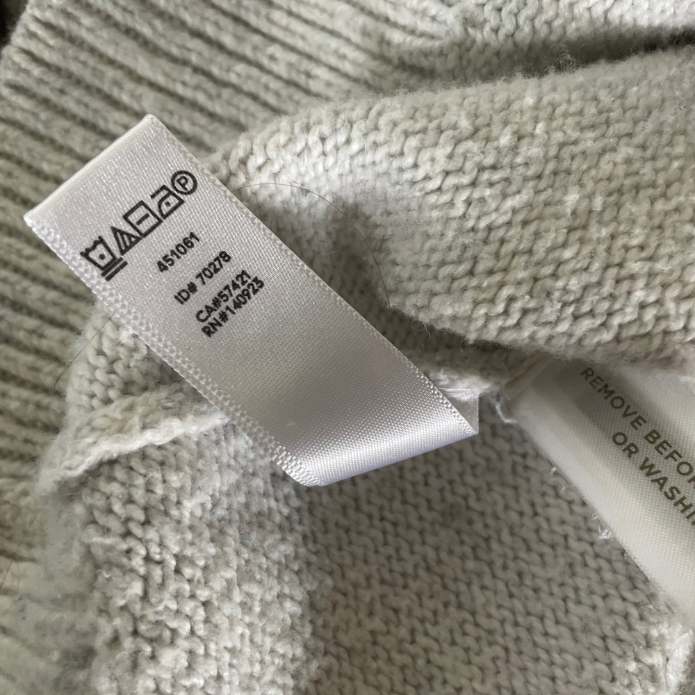 LOFT Knit Mock Neck Sweater sz XS Gray White Sherpa Polar Bear Preppy Clean Girl - Picture 9 of 10